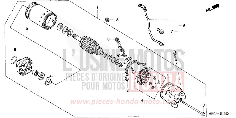 MOTEUR DE DEMARRAGE de Shadow Aero CANDY BLAZE ORANGE (YR196BB) 2006